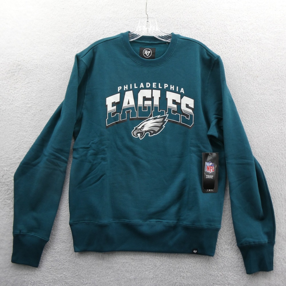 47 Brand Sweatshirt Mens Medium Philadelphia Eagles Teal NFL Fleece Pullover